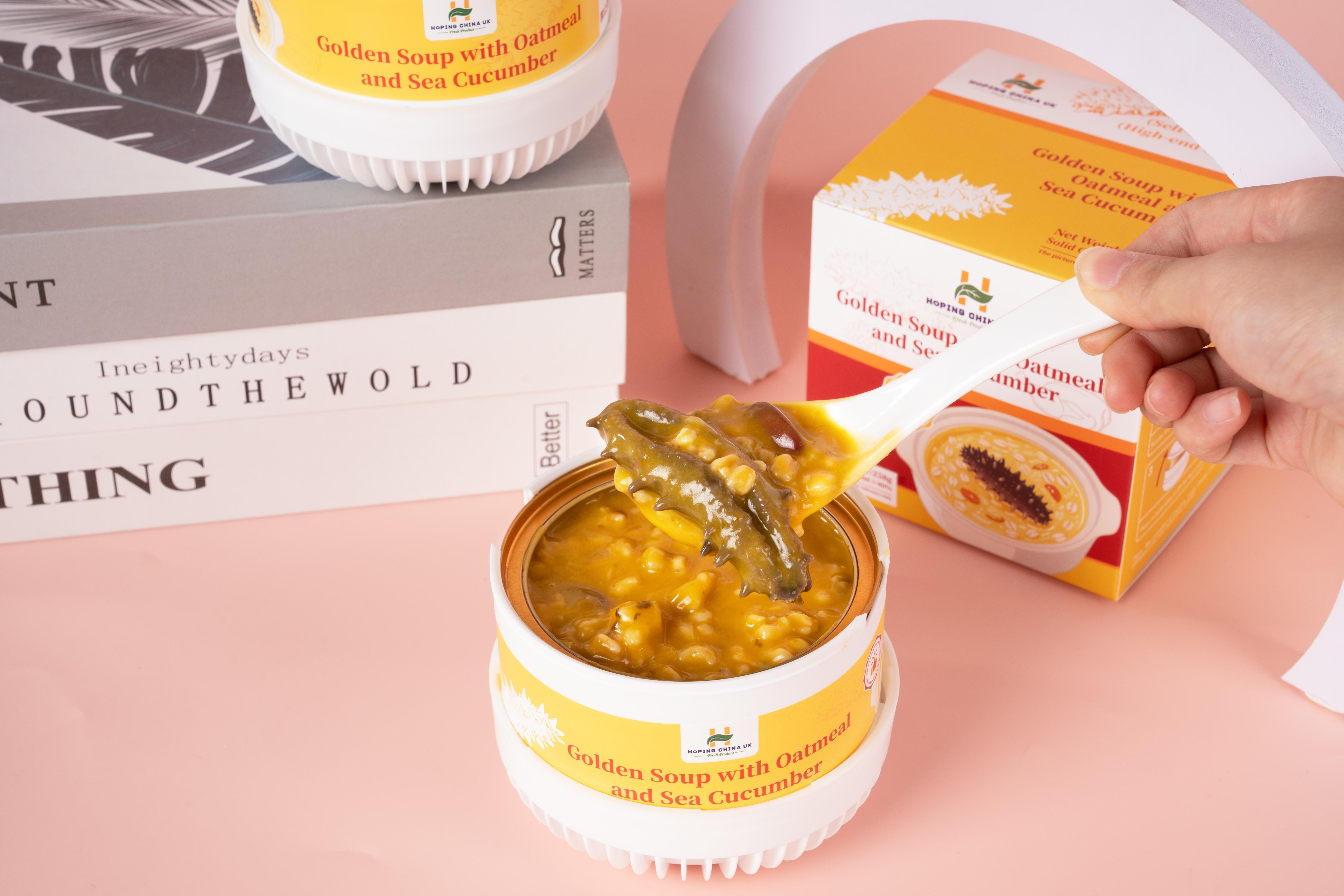 Jüngste Firmenfälle über HOPing Porzellan -Goldene Suppe Haferflocken Seegurkenbrei