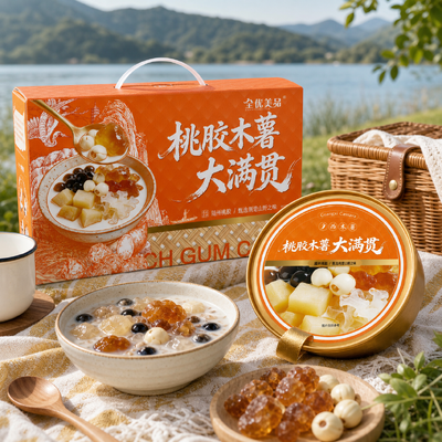 kaufen Pfirsichkaugummi Tapioka Big Bowl Dessert Niedrigzucker Naturkollagen Sofortiger gesunder Snack Online-Herstellung