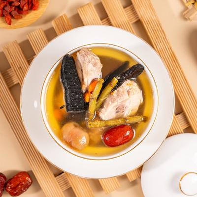 Guter Preis Reishi Dendrobium Schweineknochensuppe 500g Kräuter-Instant-Suppe im Folienbeutel  Fertig zu essen Nährende Gesundheits-Suppe OEM Online